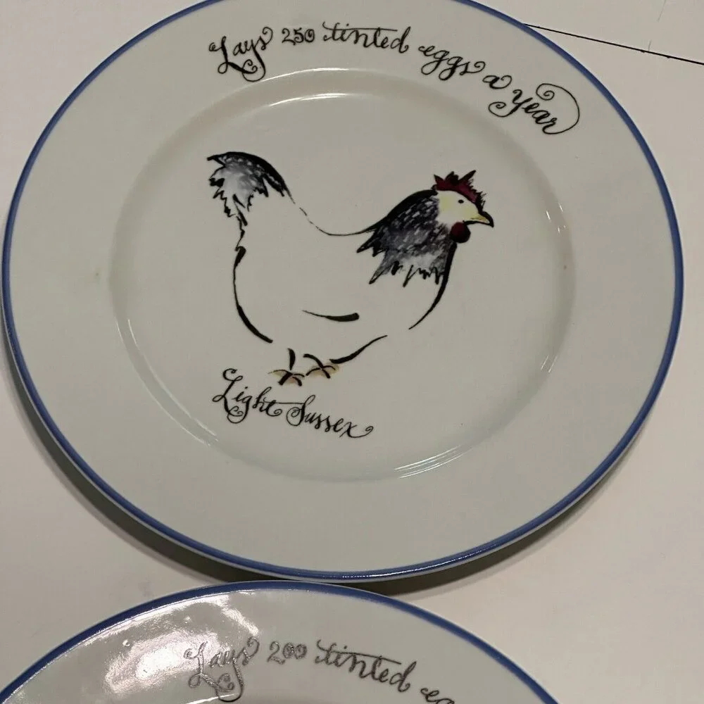 4 Italian Villa Porcelain 8” Plate Rosanna Chickens Williams Sonoma Farmhouse